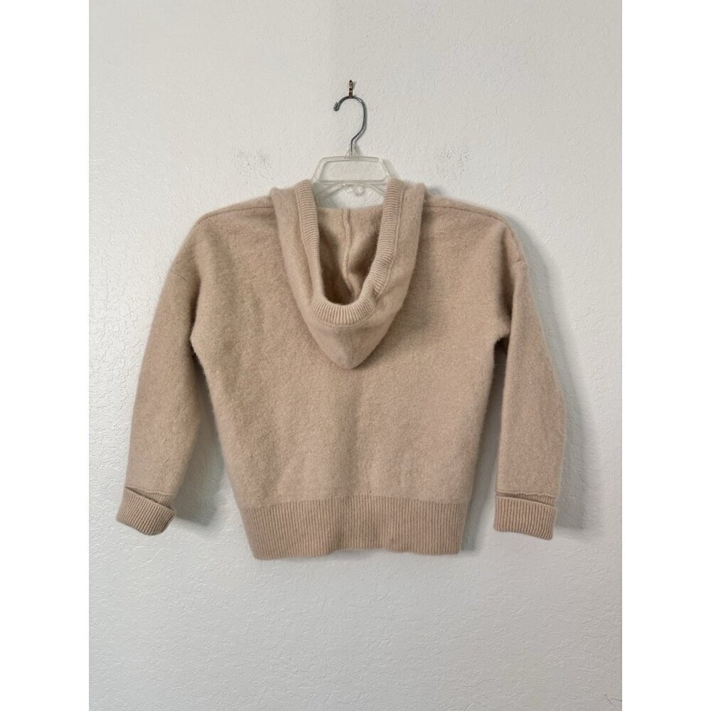 Tahari Womens 100% 2-PLY Cashmere Soft Crop Hoodie Sweater Oatmeal Size M - Picture 2 of 3